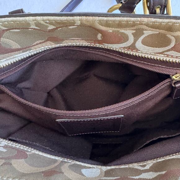Vintage Coach Patchwork Signature Jacquard & Suede Gold/Tan Tote F06Q‑10383 - Picture 10 of 11